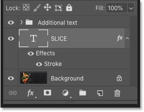 Photoshop\'s Layers panel showing the text added to the document