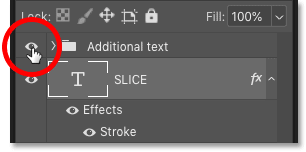 Turning off the additional text in the Photoshop document