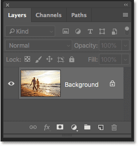 The Layers panel in Photoshop CC showing the original photo on the Background layer