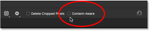 The Crop Tool\'s Content-Aware option in the Options Bar in Photoshop CC