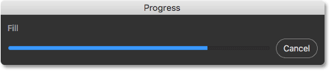 The content-aware crop progress bar in Photoshop